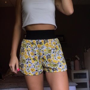 yellow Floral shorts